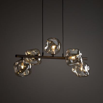 Lámpara colgante de cable LAVA 5xG9/8W/230V bronce/beige ahumado