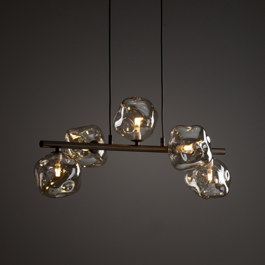 Lámpara colgante de cable LAVA 5xG9/8W/230V bronce/beige ahumado