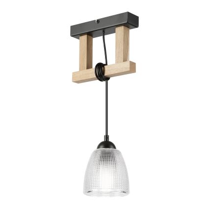 Lámpara colgante de cable LEANDRA 1xE27/15W/230V roble/negro