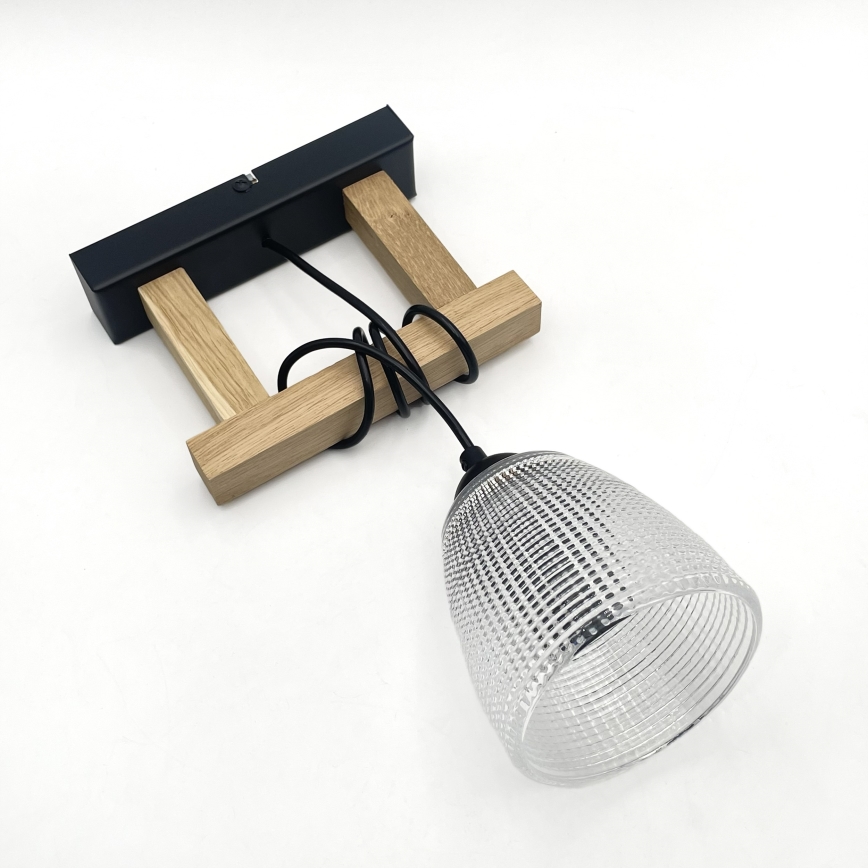 Lámpara colgante de cable LEANDRA 1xE27/15W/230V roble/negro