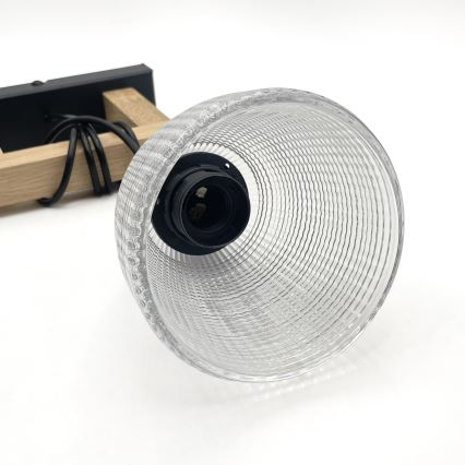 Lámpara colgante de cable LEANDRA 1xE27/15W/230V roble/negro