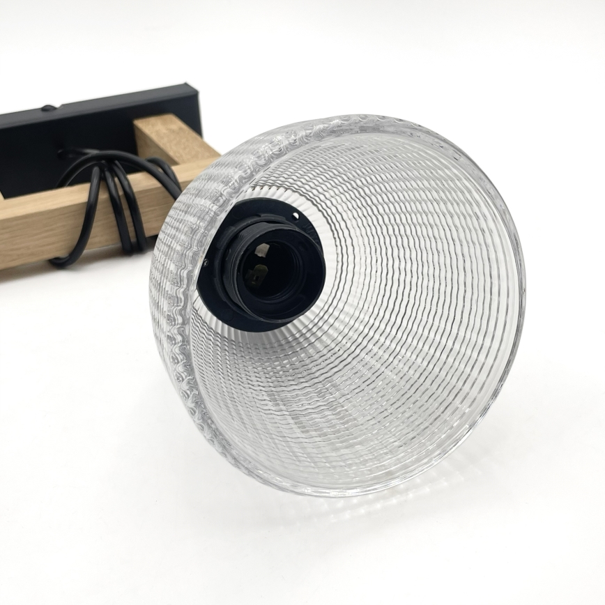 Lámpara colgante de cable LEANDRA 1xE27/15W/230V roble/negro