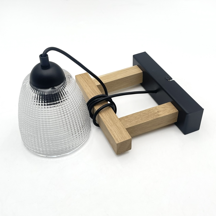 Lámpara colgante de cable LEANDRA 1xE27/15W/230V roble/negro