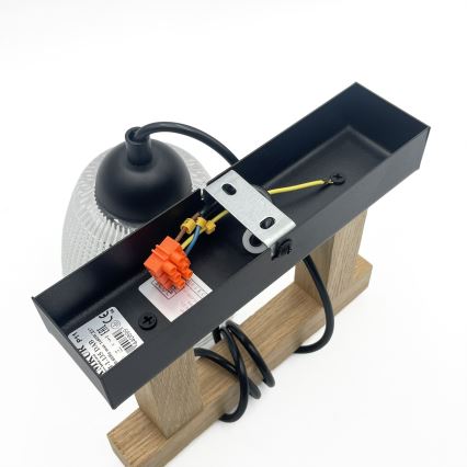 Lámpara colgante de cable LEANDRA 1xE27/15W/230V roble/negro