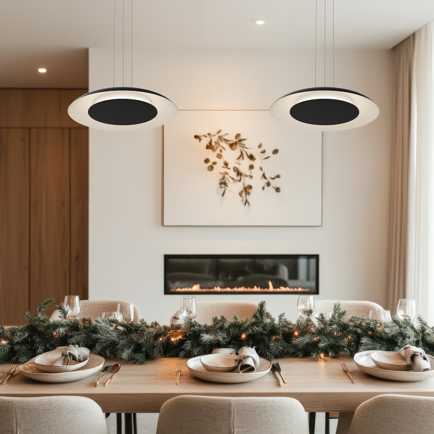 Lámpara colgante de cable LED PIATTINO LED/30W/230V 2700/3200/4000K Ø 40 cm negra