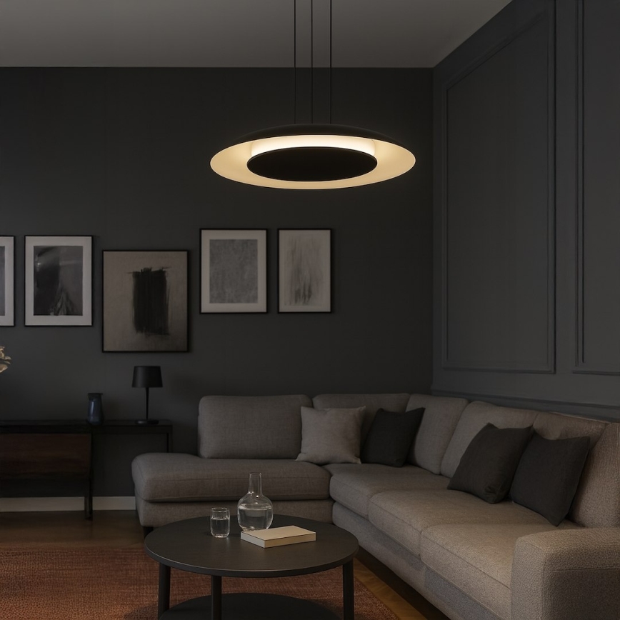 Lámpara colgante de cable LED PIATTINO LED/30W/230V 2700/3200/4000K Ø 40 cm negra