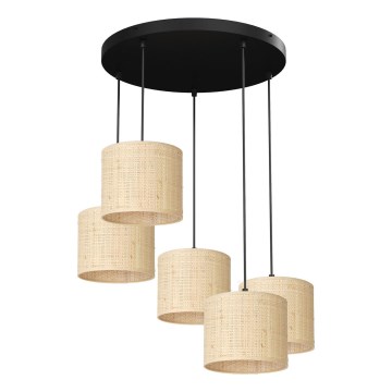 Lámpara colgante de cable RATTAN 5xE27/60W/230V ratán