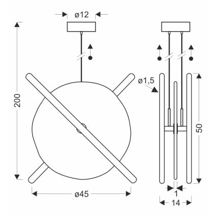 Lámpara colgante de cable RELAX LED/15W/230V dorada/blanca