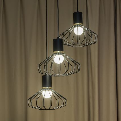 Lámpara colgante de cable SOLANO 3xE27/15W/230V negra/dorada