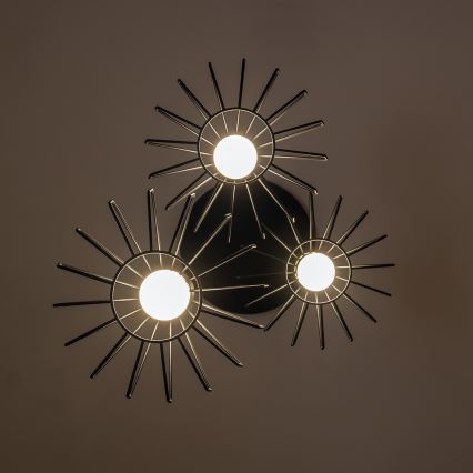 Lámpara colgante de cable SOLANO 3xE27/15W/230V negra/dorada