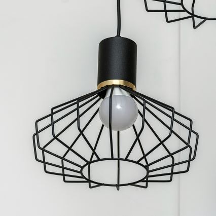 Lámpara colgante de cable SOLANO 3xE27/15W/230V negra/dorada