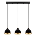 Lámpara colgante de cable YILDO 3xE27/40W/230V negro/dorado