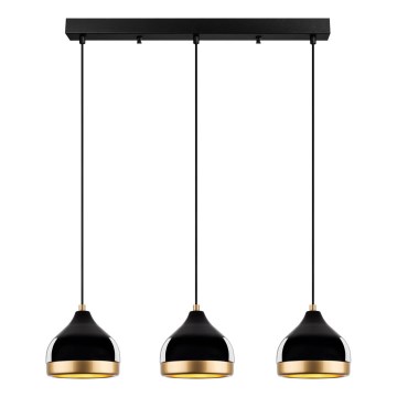 Lámpara colgante de cable YILDO 3xE27/40W/230V negro/dorado