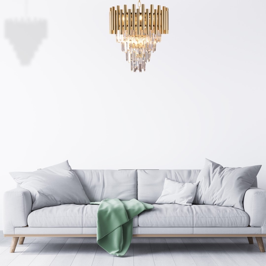 Lámpara colgante de cristal con cadena MADISON 9xE14/40W/230V dorado