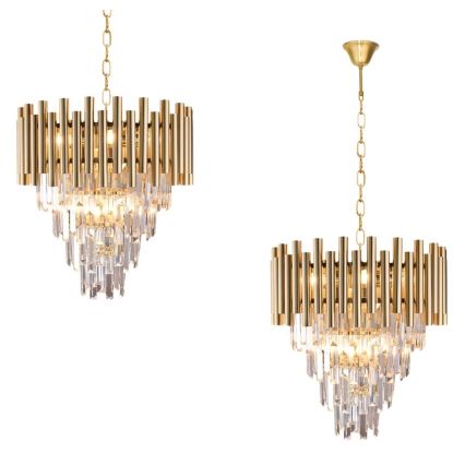 Lámpara colgante de cristal con cadena MADISON 9xE14/40W/230V dorado