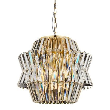 Lámpara colgante de cristal CROWN 12xE14/40W/230V dorado