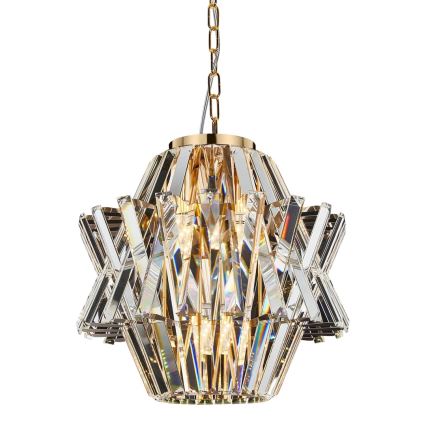 Lámpara colgante de cristal CROWN 4xE14/40W/230V dorado