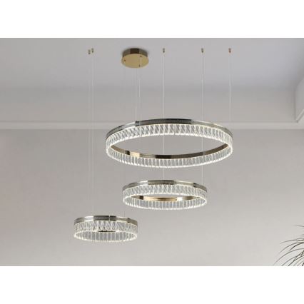 Lámpara colgante de cristal LED regulable con cable THALIA LED/120W/230V 3000-6000K + mando a distancia
