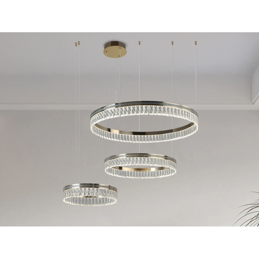 Lámpara colgante de cristal LED regulable con cable THALIA LED/120W/230V 3000-6000K + mando a distancia