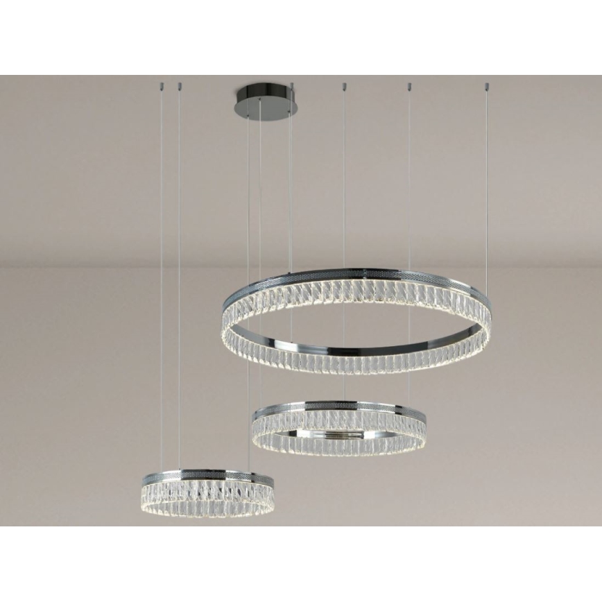 Lámpara colgante regulable de cristal en cable THALIA LED/120W/230V 3000-6000K + mando a distancia