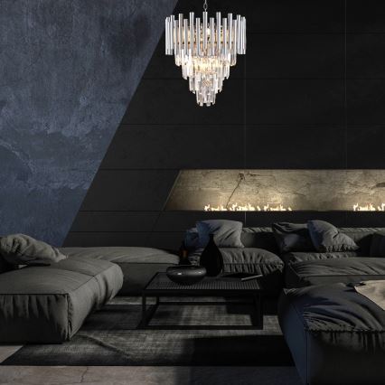 Lámpara colgante de cristal MADISON 9xE14/40W/230V cromo brillante