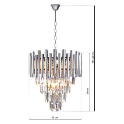 Lámpara colgante de cristal MADISON 9xE14/40W/230V cromo brillante
