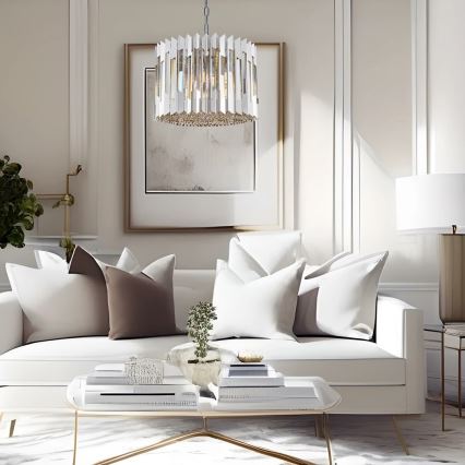 Lámpara colgante de cristal RITZ 7xE14/40W/230V cromo brillante