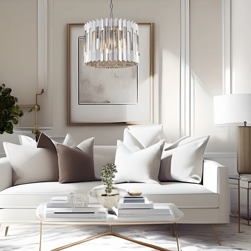 Lámpara colgante de cristal RITZ 7xE14/40W/230V cromo brillante