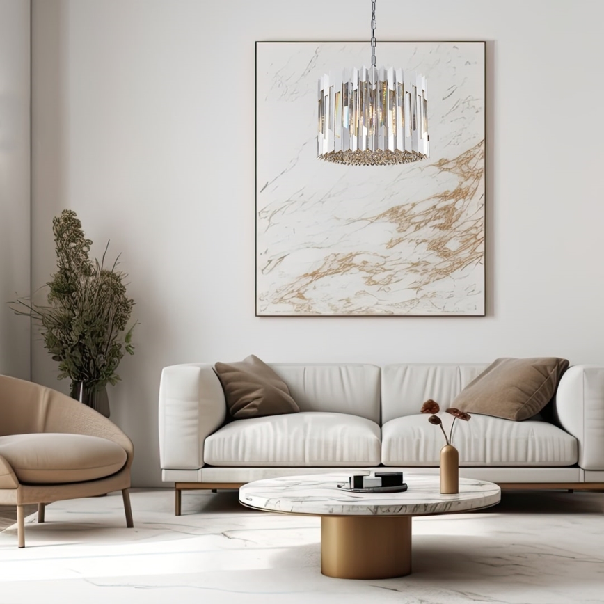 Lámpara colgante de cristal RITZ 7xE14/40W/230V cromo brillante