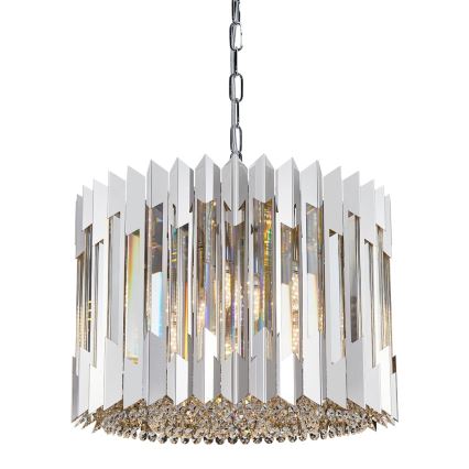 Lámpara colgante de cristal RITZ 7xE14/40W/230V cromo brillante