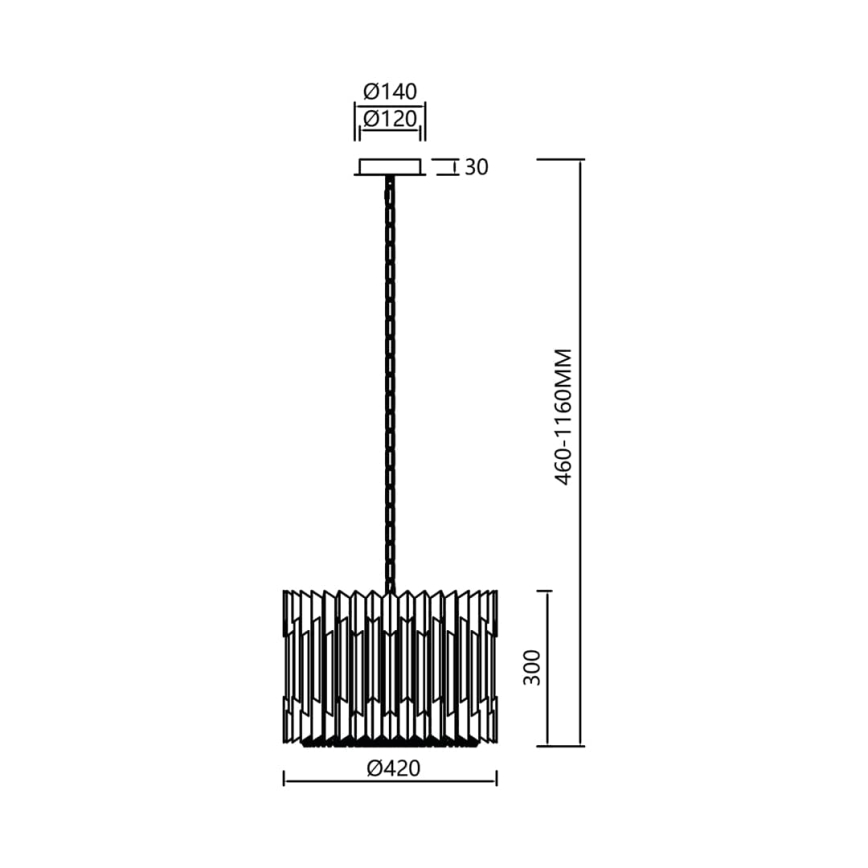 Lámpara colgante de cristal RITZ 7xE14/40W/230V cromo brillante