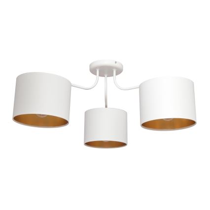 Lámpara colgante de luces de superficie ALBA 3xE27/15W/230V blanco/dorado