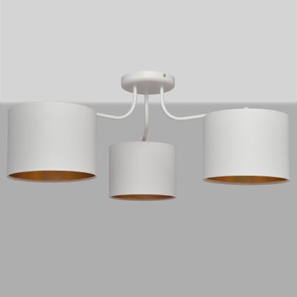 Lámpara colgante de luces de superficie ALBA 3xE27/15W/230V blanco/dorado
