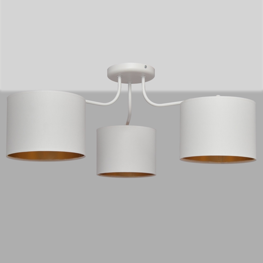 Lámpara colgante de luces de superficie ALBA 3xE27/15W/230V blanco/dorado