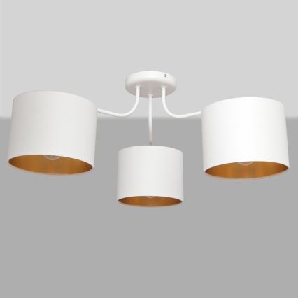 Lámpara colgante de luces de superficie ALBA 3xE27/15W/230V blanco/dorado