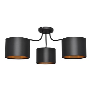 Lámpara colgante de luces de superficie ALBA 3xE27/15W/230V negro/dorado