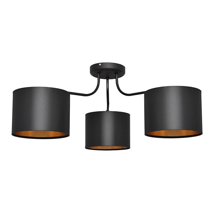 Lámpara colgante de luces de superficie ALBA 3xE27/15W/230V negro/dorado