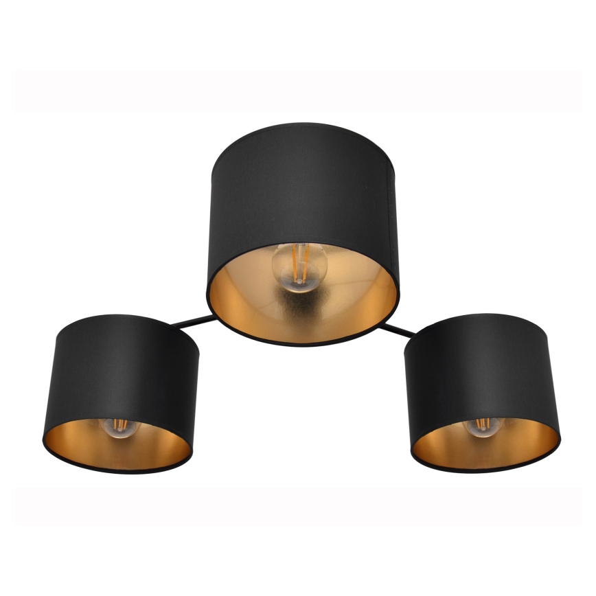 Lámpara colgante de luces de superficie ALBA 3xE27/15W/230V negro/dorado