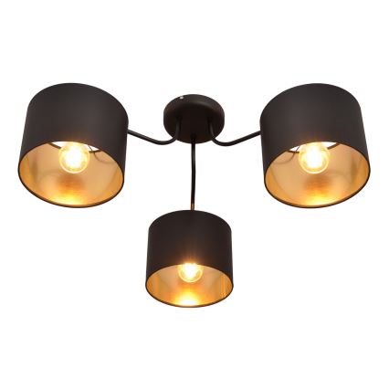 Lámpara colgante de luces de superficie ALBA 3xE27/15W/230V negro/dorado