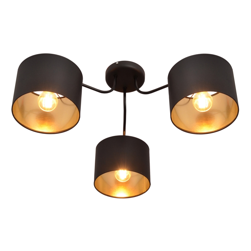 Lámpara colgante de luces de superficie ALBA 3xE27/15W/230V negro/dorado