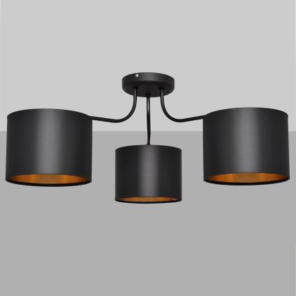Lámpara colgante de luces de superficie ALBA 3xE27/15W/230V negro/dorado