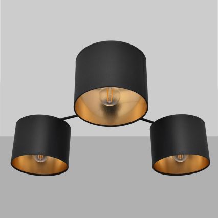 Lámpara colgante de luces de superficie ALBA 3xE27/15W/230V negro/dorado
