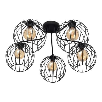 Lámpara colgante de luces de superficie MERCURE 5xE27/15W/230V negro