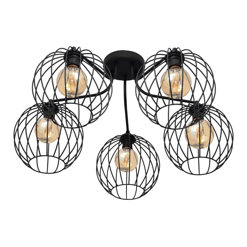 Lámpara colgante de luces de superficie MERCURE 5xE27/15W/230V negro