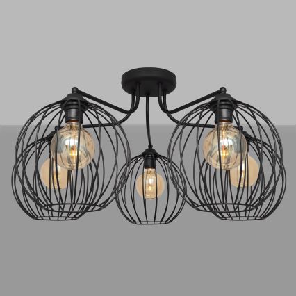 Lámpara colgante de luces de superficie MERCURE 5xE27/15W/230V negro