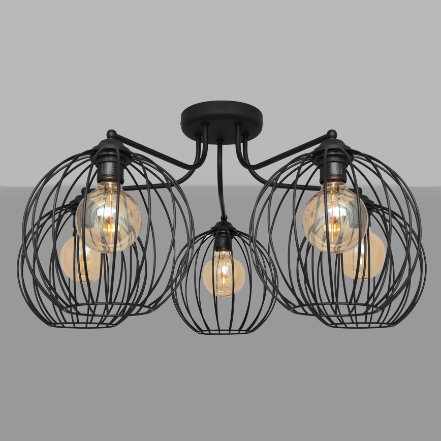Lámpara colgante de luces de superficie MERCURE 5xE27/15W/230V negro