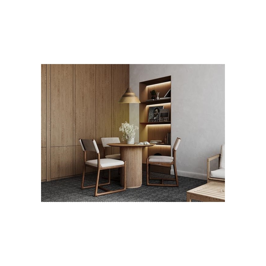 Lámpara colgante de madera con cable 1xE27/60W/230V, diámetro 33 cm, madera maciza/roble/nogal/madera de caucho (Hevea)