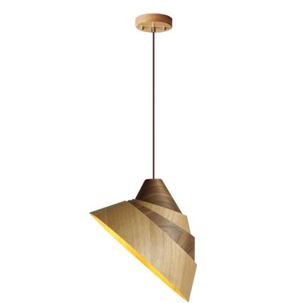 Lámpara colgante de madera con cable 1xE27/60W/230V, diámetro 33 cm, madera maciza/roble/nogal/madera de caucho (Hevea)