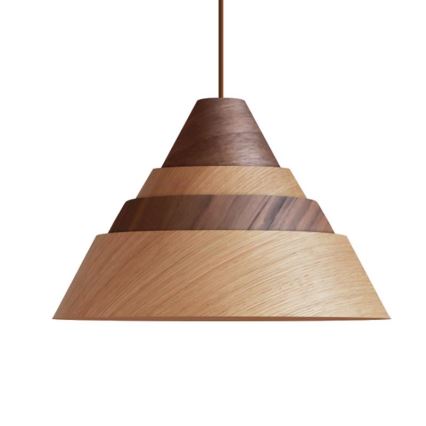 Lámpara colgante de madera con cable 1xE27/60W/230V, diámetro 33 cm, madera maciza/roble/nogal/madera de caucho (Hevea)