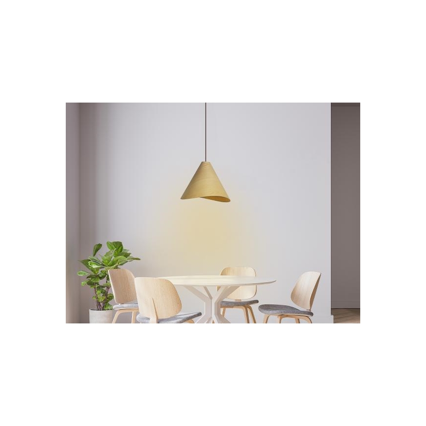 Lámpara colgante de madera con cable 1xE27/60W/230V Ø 33 cm maciza/roble/madera de caucho